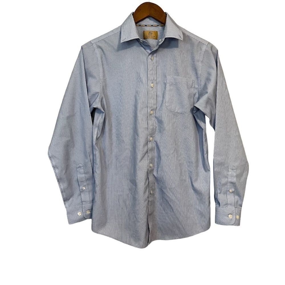 Classic Club Blue Checkered Print Button Down Shirt
